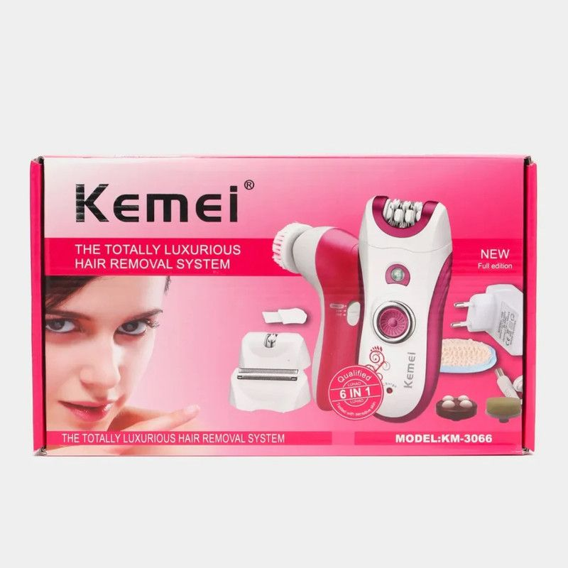 ماكينة ازالة الشعر 6 في 1 كيمي للنساء، للاستخدام الجاف، متعدد الألوان - KM-3066 
