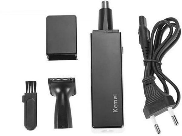 ماكينة إزالة شعر الأنف والأذن من كيمي، للاستخدام الجاف، مع 2 ملحق، أسود، KM-6672
