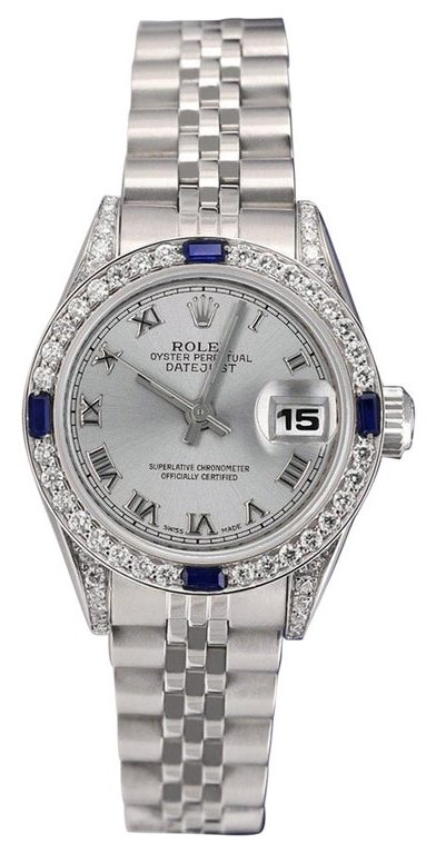 Rolex Lady-Datejust with a custom diamond and sapphire bezel-17