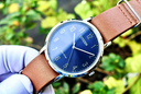 BJ6501-10L brown leather blue dail