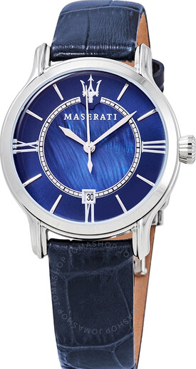 8851118502 black leather blue dail silver case حريمي