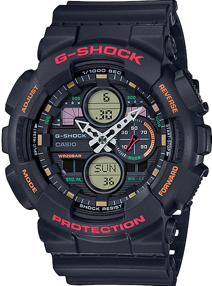 GA-140-1A4DR ساعة جي شوك رابر أسود مينا اسود