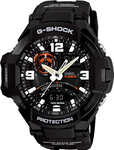 GA-1000-1ADR ساعة جي شوك رابر أسود مينا اسود رجالي