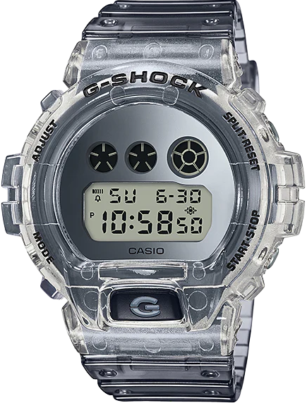 DW-6900SK-1DR ساعة جي شوك رابر أسود شفاف مينا شفاف رجالي