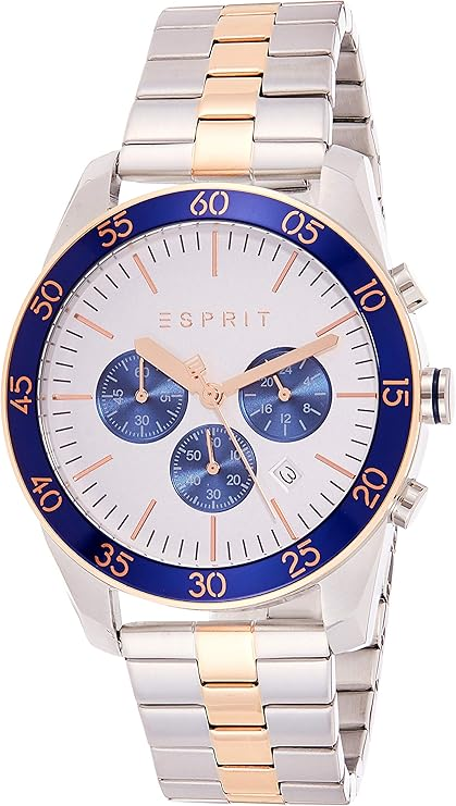 ساعة اسبريت معدن فضي*نحاسي مينا أبيض رجالي