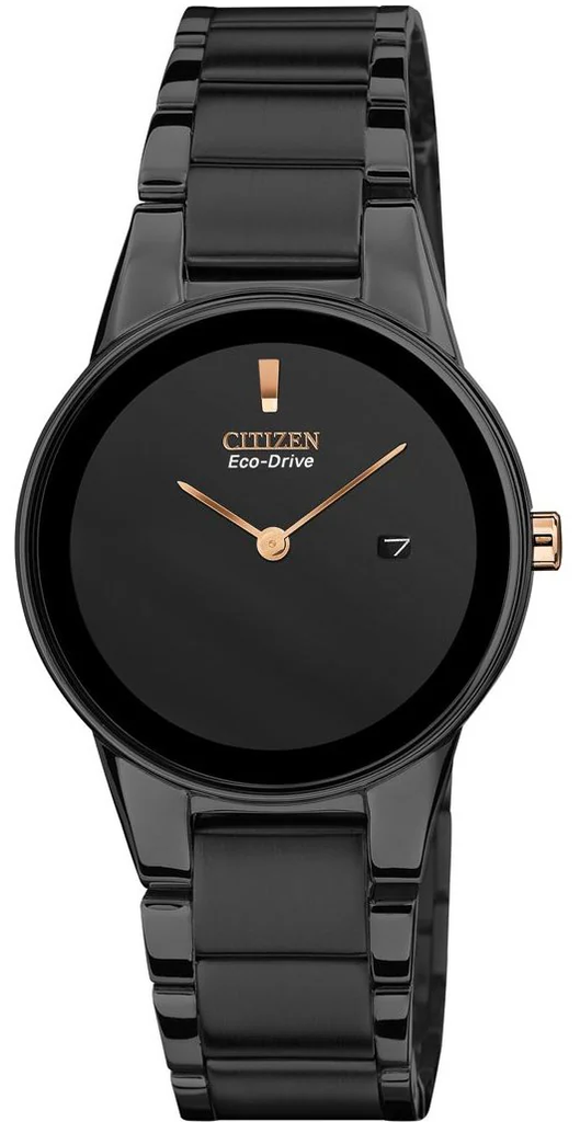 GA1055-57F ساعة سيتزن حريمي معدن أسود مينا أسود