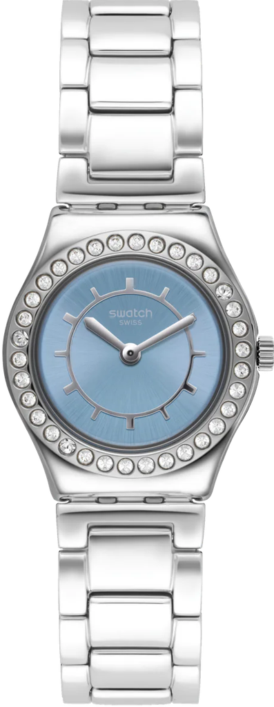 ساعة سواتش حريمي معدن فضي مينا فضي