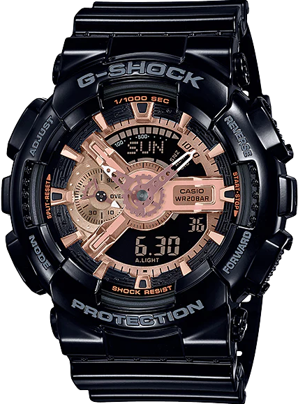 GA-110MMC-1ADR ساعة جي شوك رابر أسود مينا ذهبي