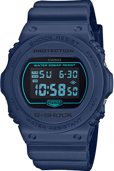  DW-5700BBM-2DR ساعة جي شوك رابر أزرق مينا أسود رجالي
