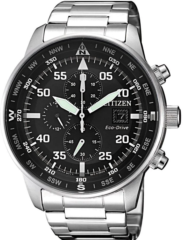 silver steel black dail