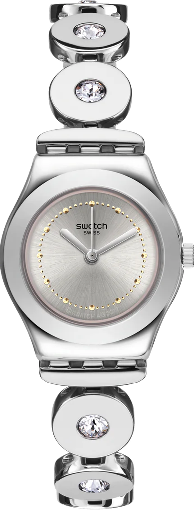 ساعة سواتش حريمي فضي مينا فضي