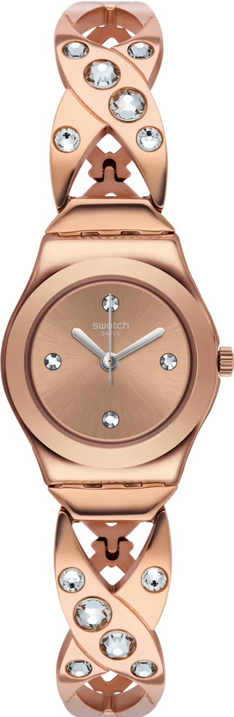 ساعة سواتش حريمي روزجولد فصوص