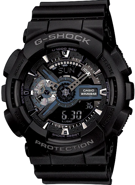 GA-110-1BDR ساعة جي شوك رابر أسود مينا أسود