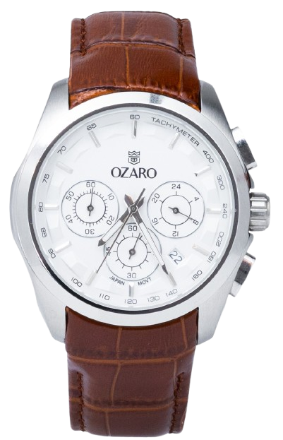 OZ-14028LWBR ساعة اوزارو رجالي مينا ابيض جلد بني