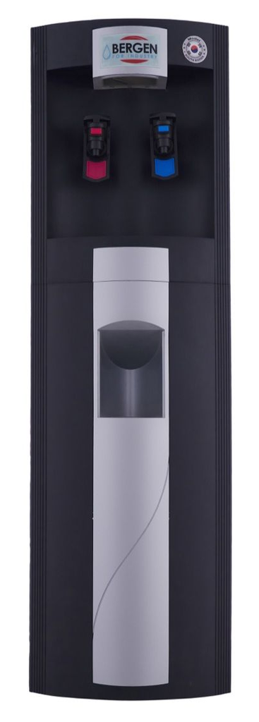 مبرد مياه بارد و ساخن مزود بحامل اكواب من بيرجن، أسود وفضي - WD2202 