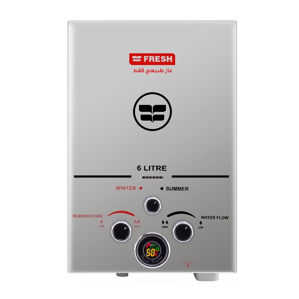 سخان مياه غاز فريش، 6 لتر، فضي - Gas6LS 