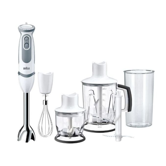 Braun MultiQuick 5 Vario Hand Blender with Attachments, 1000 Watt, White/Grey - MQ 5245 WH 