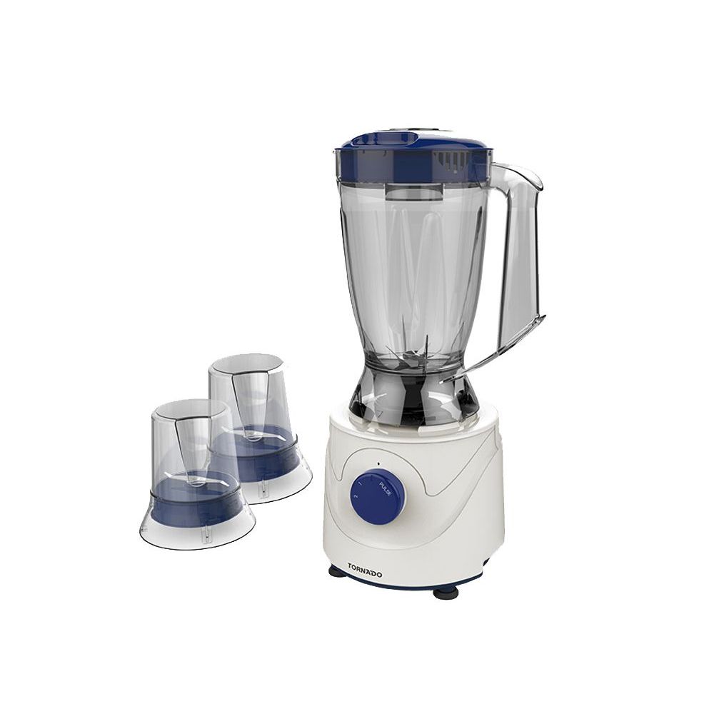 خلاط تورنيدو مع 2 مطحنة، 400 وات - ازرق - BL400-2-BLUE 