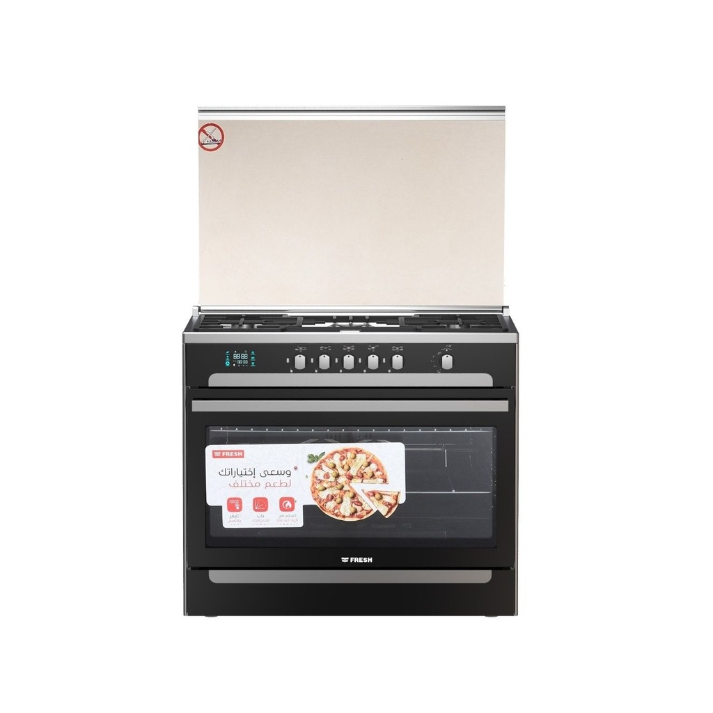 بوتجاز غاز فريش، 90 سم، 5 شعلة، ستنلس ستيل - 17058 