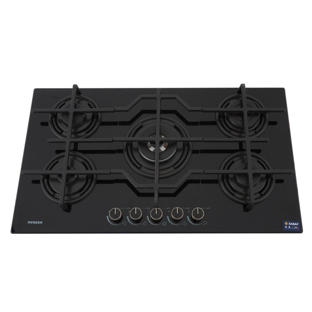 بوتاجاز مسطح غاز بلت ان فريش ، 90 سم، 5 عيون، اسود- 17512 