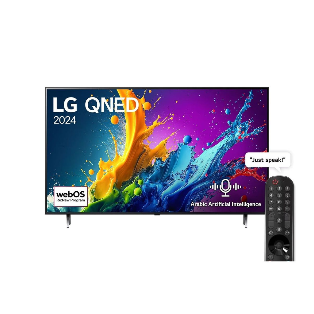 شاشة تلفزيون ال جي 86 بوصة سمارت QNED، بدقة 4K UHD، بريسيفر داخلي - 86QNED80T6B 