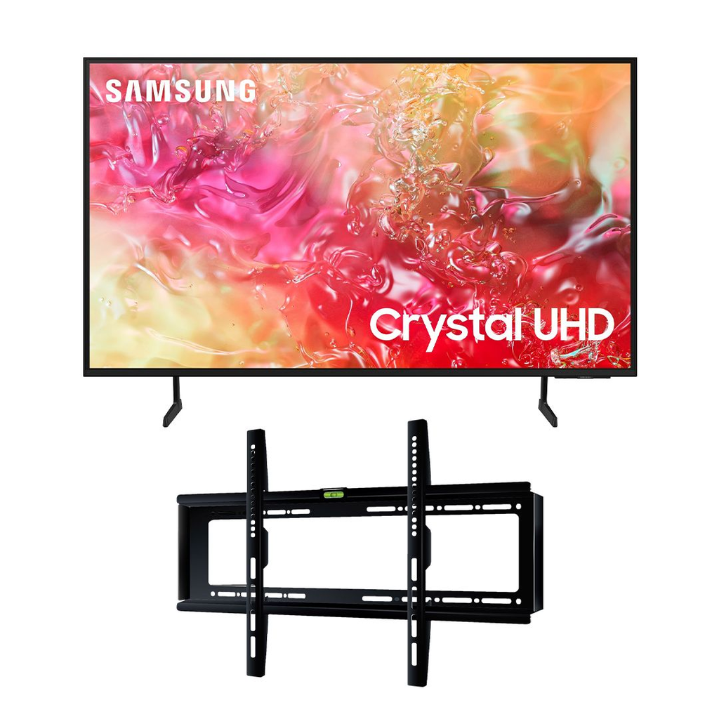 شاشة تلفزيون سامسونج سمارت 55 بوصة بدقة 4K UHD، وتقنية LED مع ريسيفر داخلي - 55DU7000 مع حامل حائط للشاشة تلفزيونات من اي تي اي 