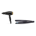 مجفف الشعر بيبي ليس باور برو 2000، 2000 وات، اسود/ ذهبي- 6704E مع مكواه فرد الشعر بيبي ليس سليم جاف ورطب - ST327E 