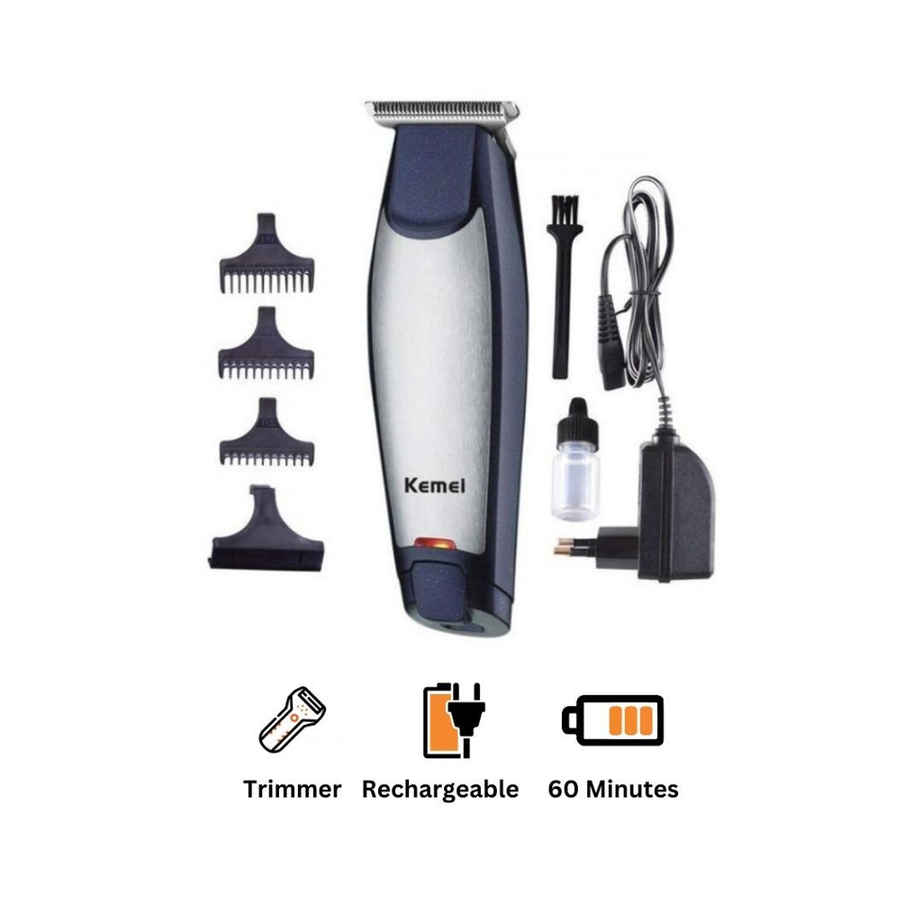 ماكينة قص وتشذيب الشعر كيمي، اسود و فضي - KM-5021 