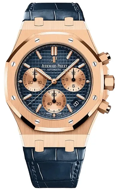 Audemars piguet Audemars Piguet Royal Oak Chronograph in 18-carat rose gold with a blue alligator strap-125