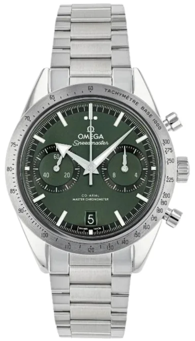 Omega Speedmaster '57 with a striking green-37