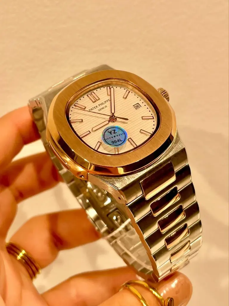 Patek Philippe Nautilus watch featuring a rose gold bezel-42