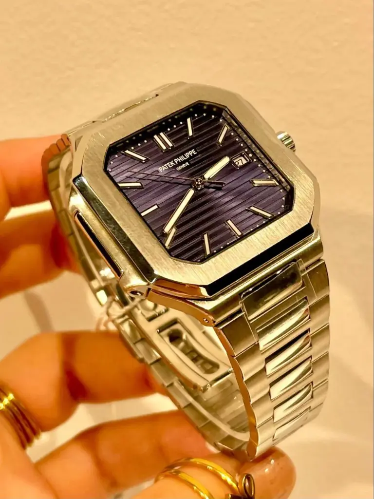 Patek Philippe Cubitus with a stainless steel case and a blue-44