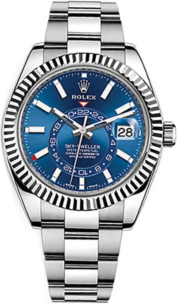 Rolex Sky-Dweller watch with a bright blue dial and stainless steel bracelet-9