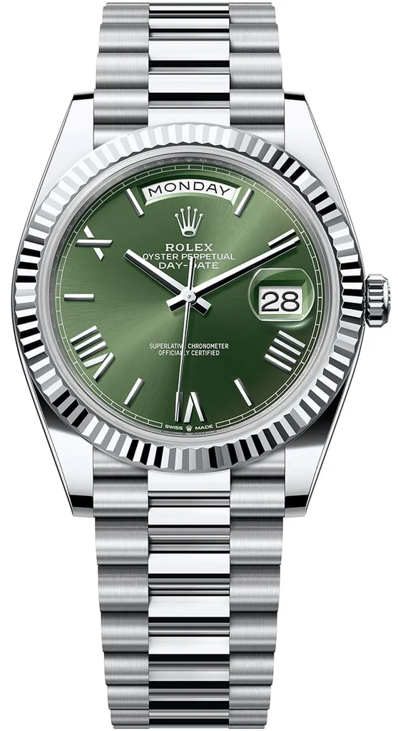 Rolex  Rolex Day-Date 40 with an olive green dial and a fluted bezel-18