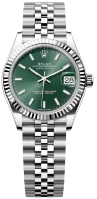Rolex Datejust in stainless steel and white gold with a green dial and Jubilee bracelet-40