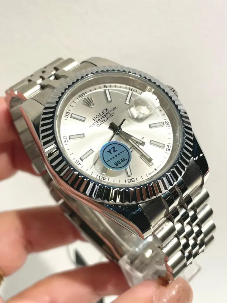 Rolex Datejust watch featuring a Jubilee bracelet and a fluted beze-66