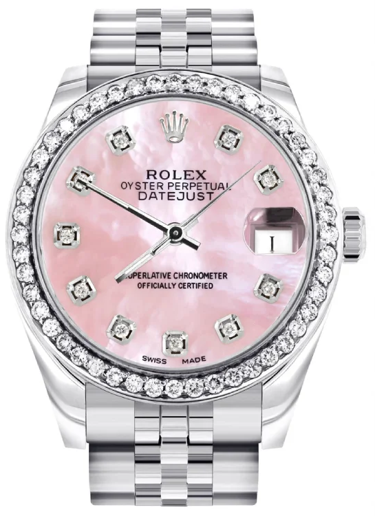 Rolex Datejust featuring a pink mother-22