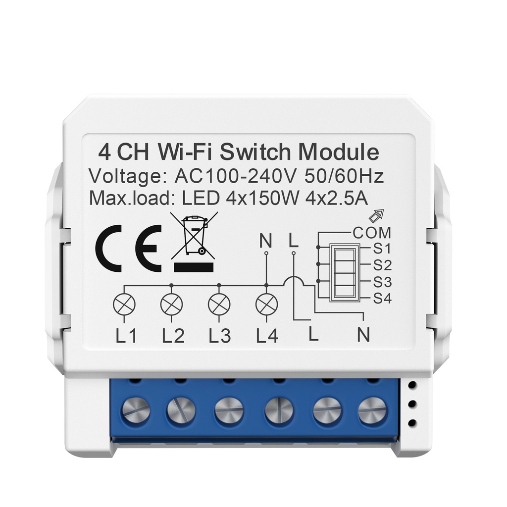 MINI SWITCH 4 GANG (MINI RELAY) (Wifi)