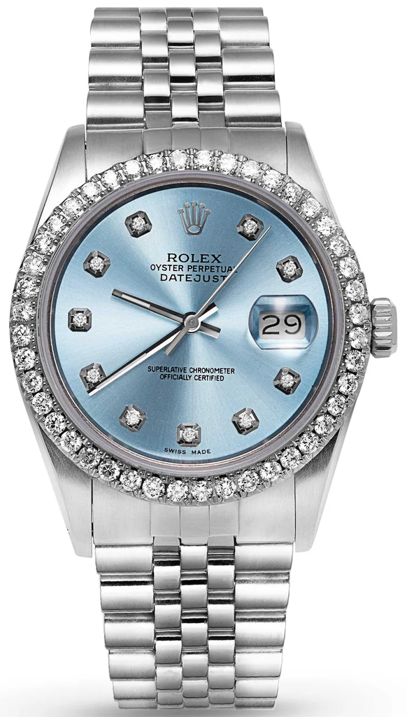Rolex Datejust Diamond Bezel Watch 36mm Ice Blue -61