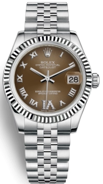 Rolex White Datejust Stainless Steel Fluted Jubilee Bronze-72