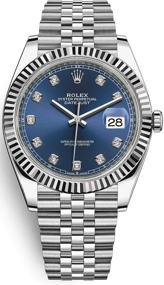 ROLEX DATEJUST STEEL AND WHITE   DIAMOND DIAL JUBILEE BRACELET blue -78