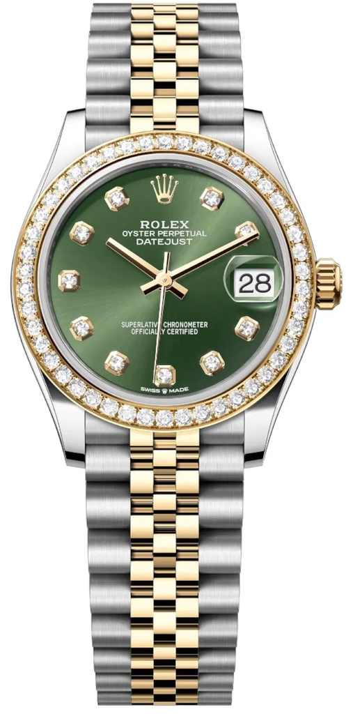 Rolex Datejust watch featuring a green-86