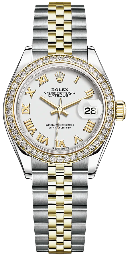 Rolex Lady-Datejust White Roman Numeral Dial Diamond Bezel -125