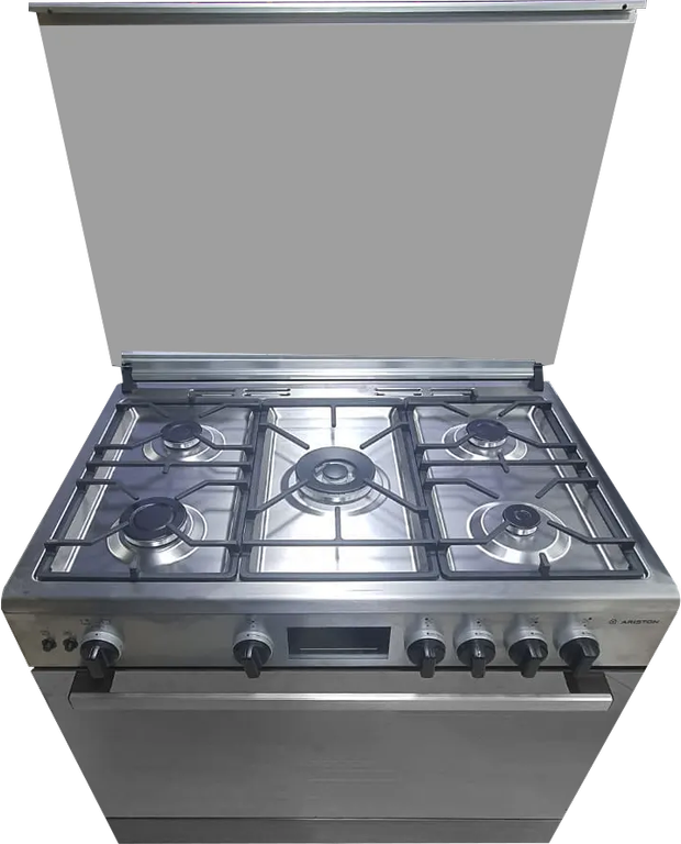 بوتاجاز اريستون، بوتجاز 5 شعله، 90 سم، شاشة ديجيتال، حاملات زهر، أمان تام، استانلس ستيل، ARR9GGF33229XNA