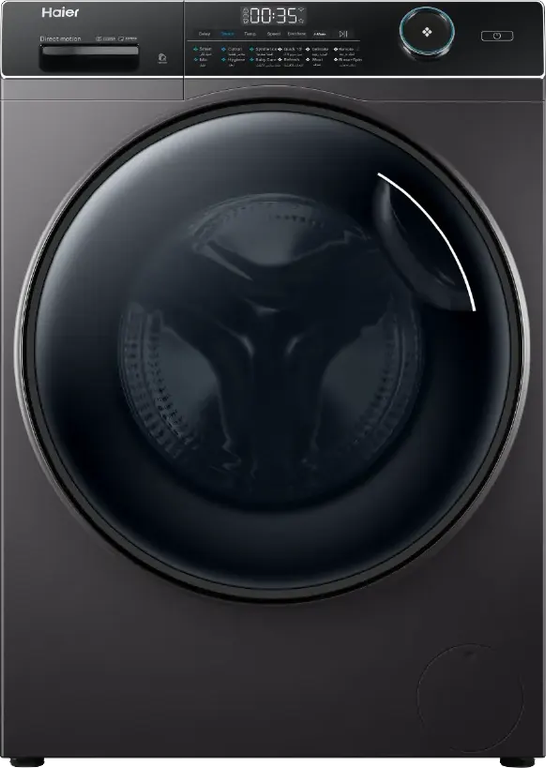 غسالة ملابس فول أتوماتيك هاير تحميل أمامي 8 كيلو،،1400 لفة، إنفرتر، شاشة رقمية، فضي غامق، HW80-B14959S8TU1