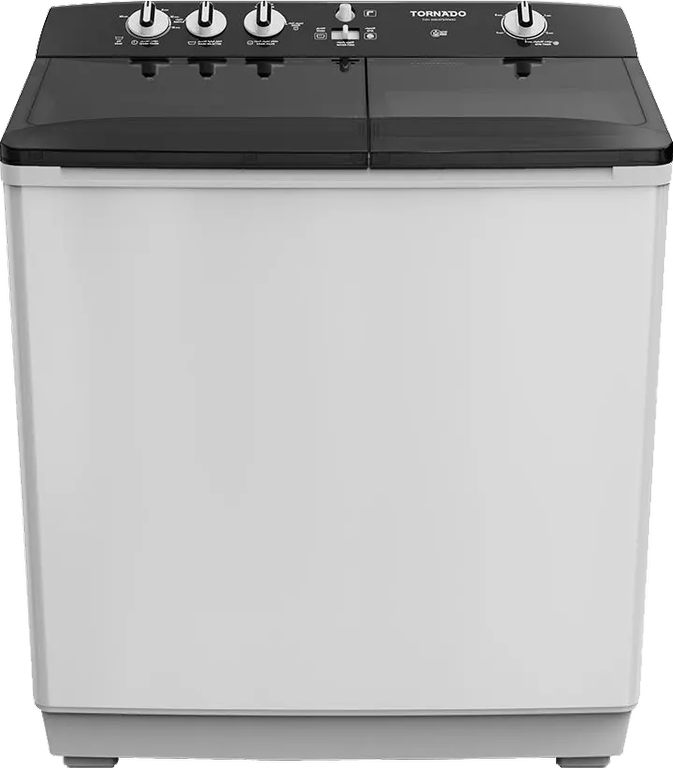 غسالة ملابس هاف اتوماتيك تورنيدو ، 7 كيلو ، 1400 لفة ، مزودة بموتورين ، أبيض*أسود ، TVH-HM07T(WK)