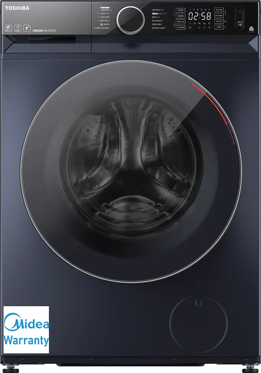 غسالة توشيبا فول اوتوماتيك تحميل امامي، 9 كيلو، بمجفف 6 كيلو، 1400 لفة، شاشة رقمية، واي فاي، انفرتر، رمادى، TWD-BM100GF4EG(MK)