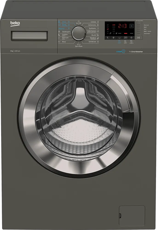 غسالة بيكو فول اتوماتيك تحميل امامي اكسبريس، 9 كيلو ،أنفرتر، بخار، رمادي، WTX 91232 XMCI2