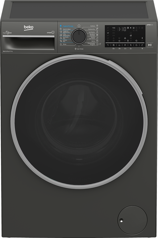 غسالة بيكو فول اتوماتيك تحميل امامي ، 8 كيلو ، بالمجفف 5 كيلو ، 1400 لفة ، انفرتر ، شاشة ديجيتال ، رمادي ، BWD08520MCI
