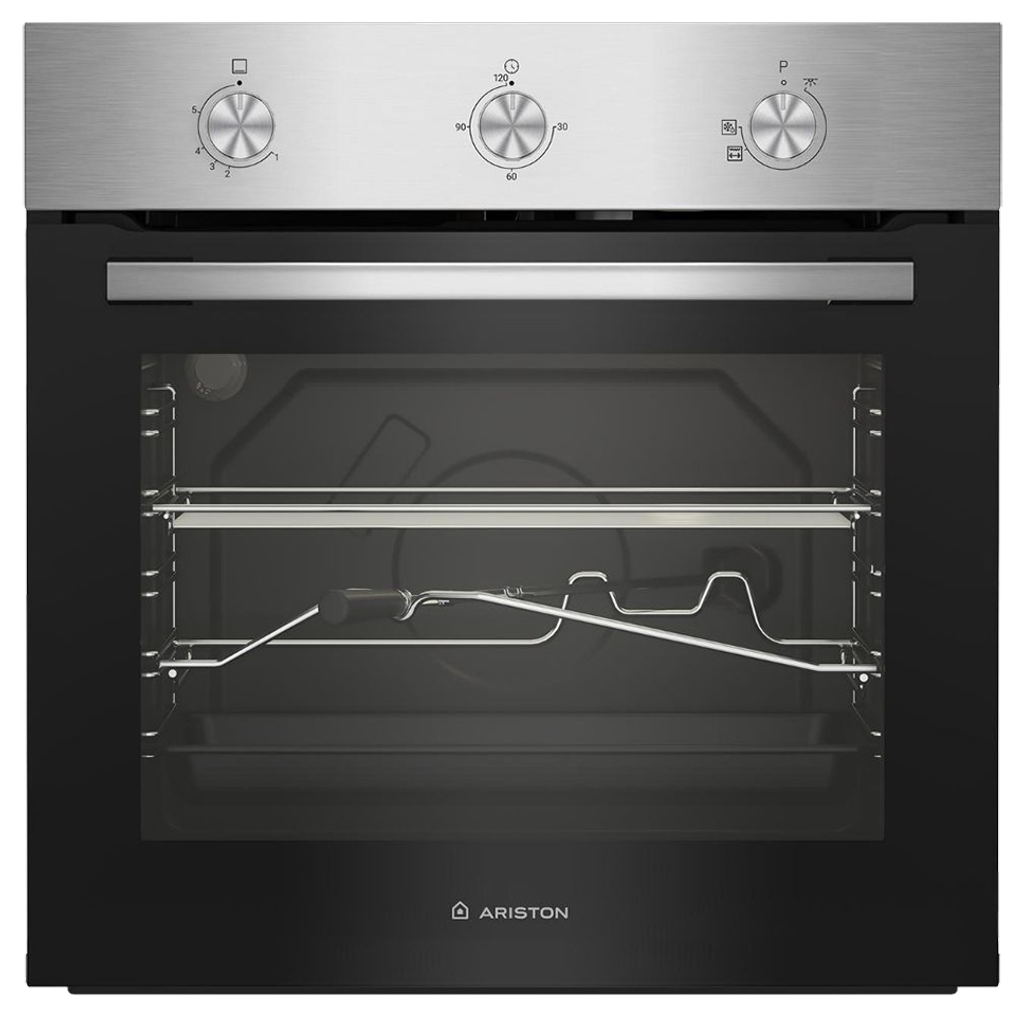 فرن بلت ان اريستون ، 60 سم ، 66 لتر ، غاز ، مروحة توزيع ، شواية كهرباء ، استانلس ستيل ، سيلفر x أسود ، AROG 6R1G1C XNA